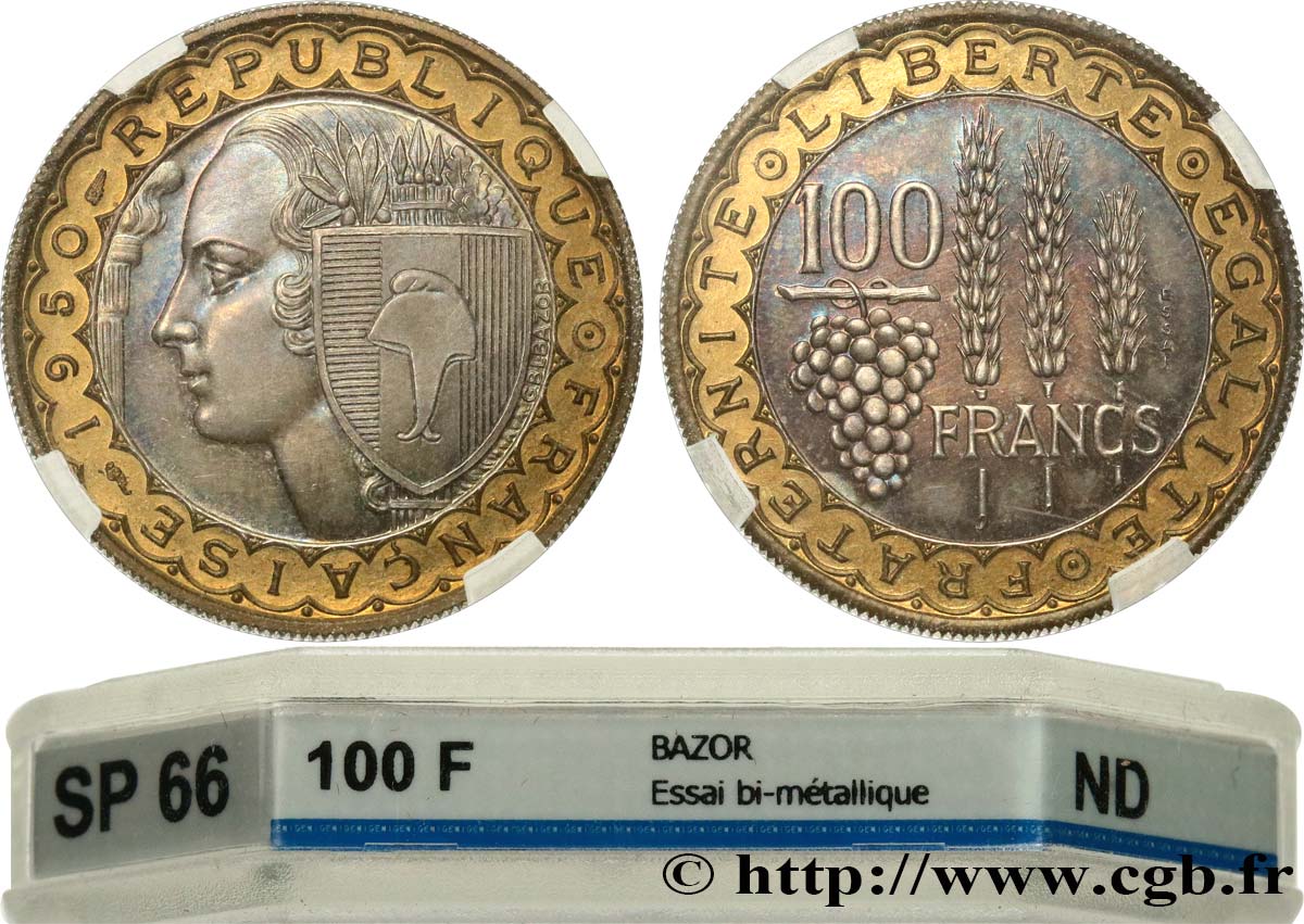 Concours de 100 francs, essai grand module par Bazor 1950  GEM.224 1 FDC66 GENI