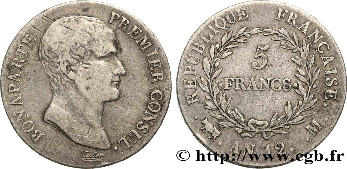 5 francs Bonaparte Premier Consul 1804 Toulouse F.301/20 VF30 