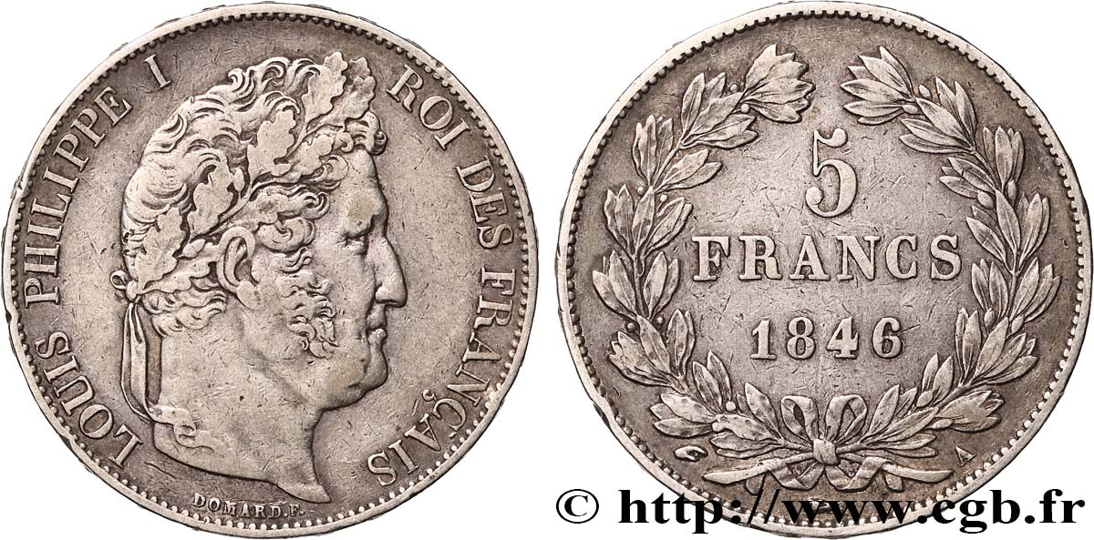 5 francs IIIe type Domard 1846 Paris F.325/10 TTB 