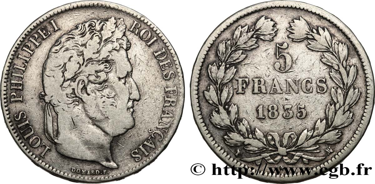 5 francs IIe type Domard 1835 Marseille F.324/50 S 