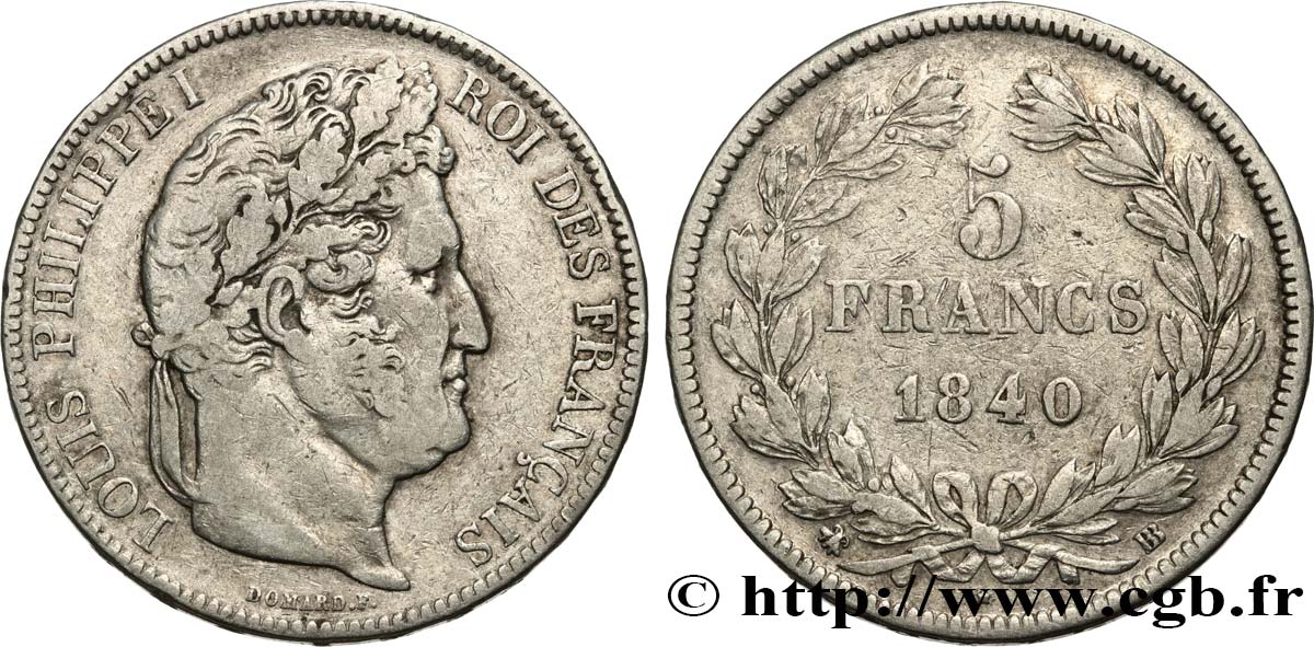 5 francs IIe type Domard 1840 Strasbourg F.324/85 q.BB 