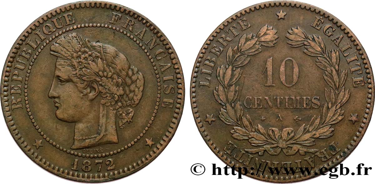 10 centimes Cérès 1872 Paris F.135/8 BC35 