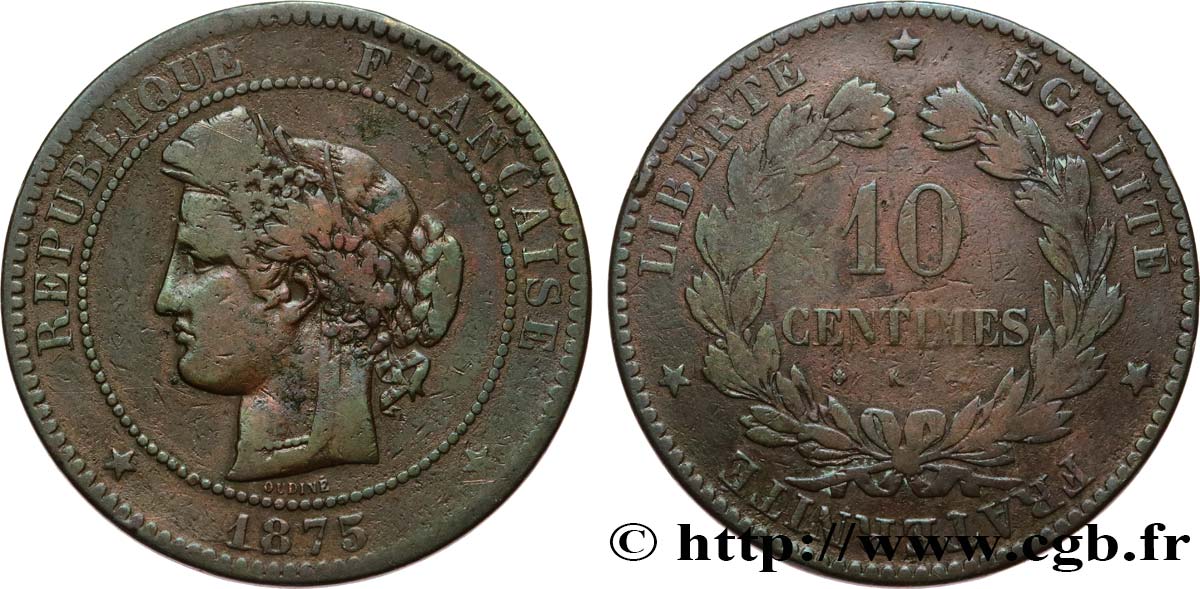 10 centimes Cérès 1875 Bordeaux F.135/15 F12 