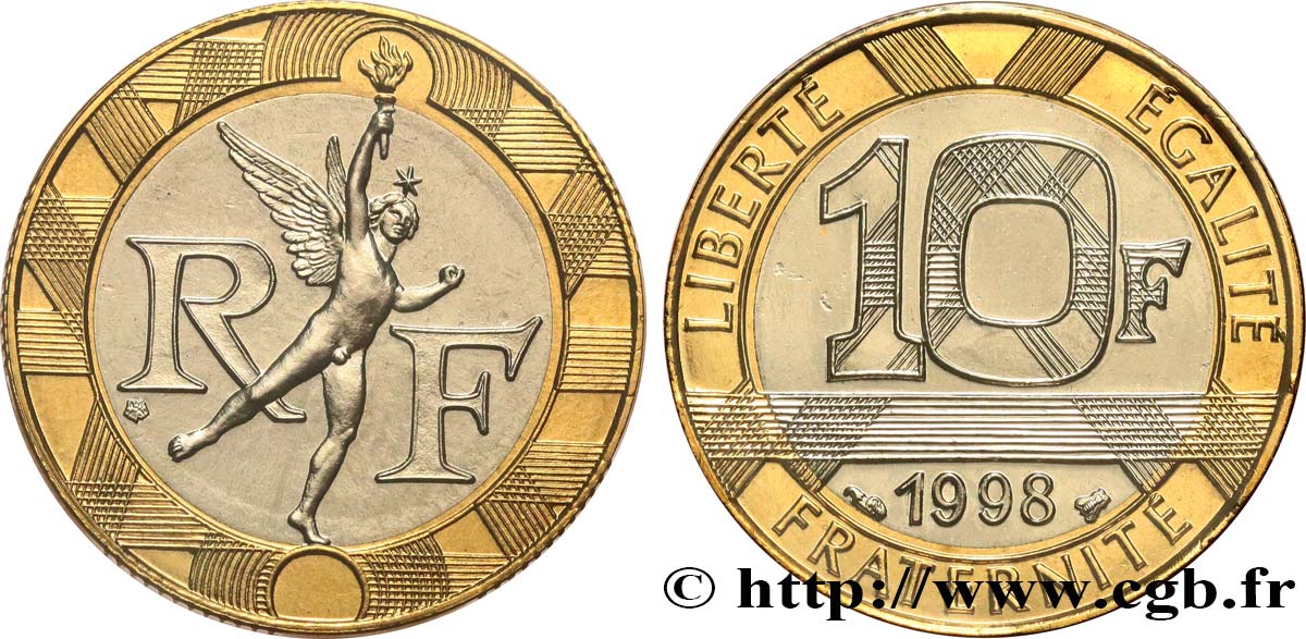10 francs Génie de la Bastille, BU (Brillant Universel) 1998 Pessac F.375/15 ST 