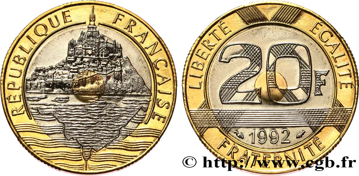 20 francs Mont Saint-Michel BU (Brillant Universel) 1992 Pessac F.403/6 ST 