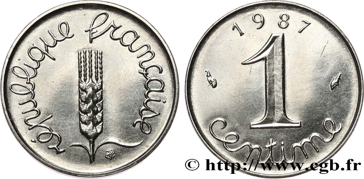 1 centime Épi, Brillant Universel 1987 Pessac F.106/44 MS 