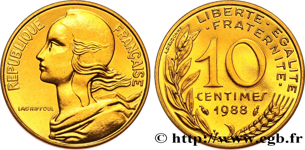 10 centimes Marianne, Brillant Universel 1988 Pessac F.144/28 FDC 
