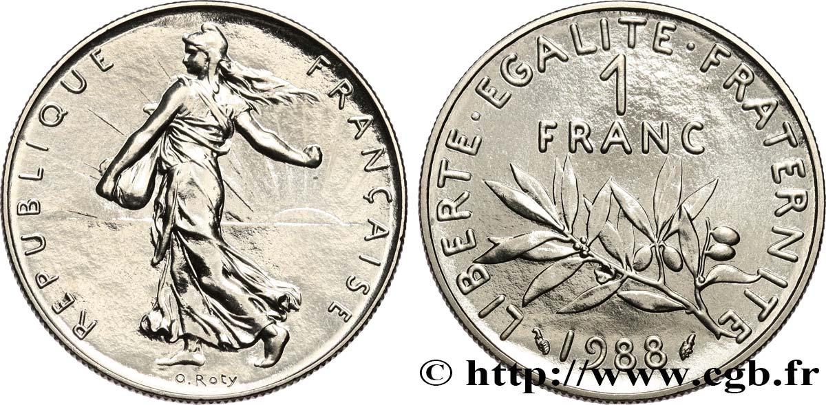 1 franc Semeuse, nickel, Brillant Universel 1988 Pessac F.226/33 FDC 