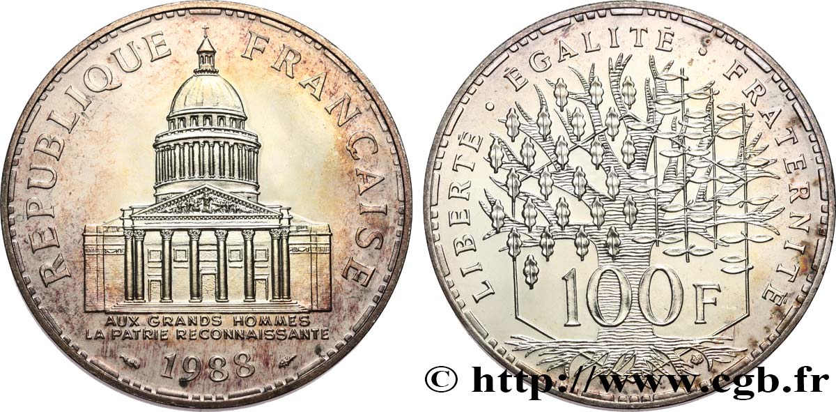 100 francs Panthéon, Brillant Universel 1988  F.451/8 FDC 