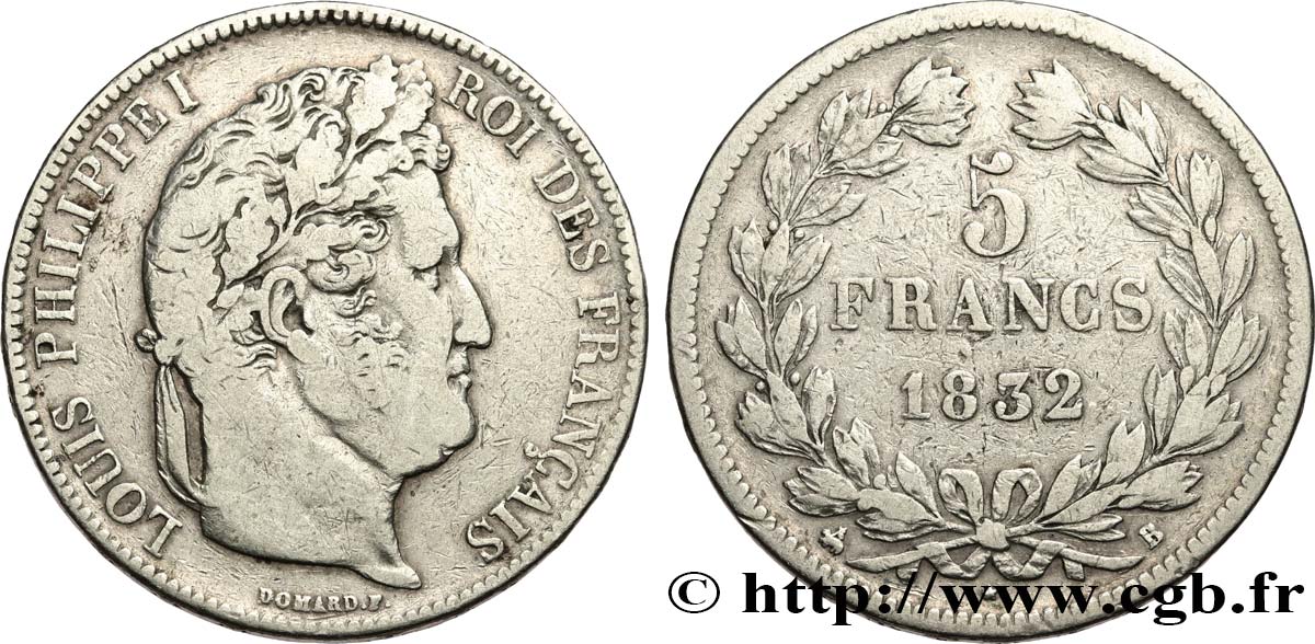 5 francs IIe type Domard 1832 Rouen F.324/2 TB 