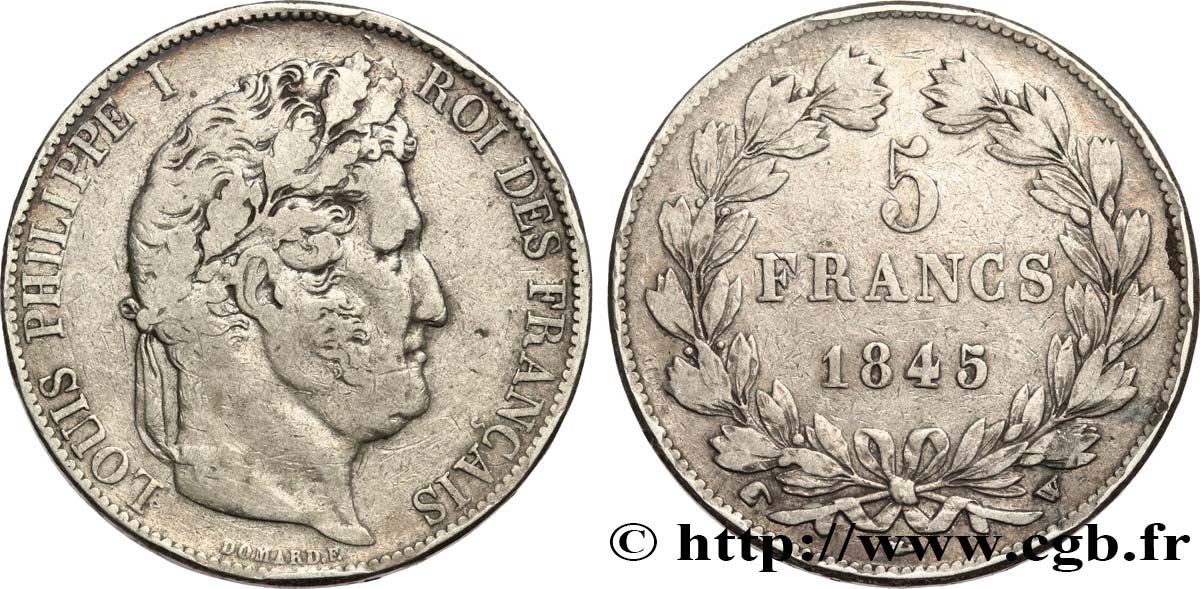 5 francs IIIe type Domard 1845 Lille F.325/9 S 