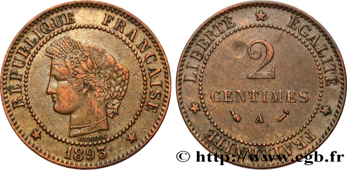 2 centimes Cérès 1893 Paris F.109/19 BC35 