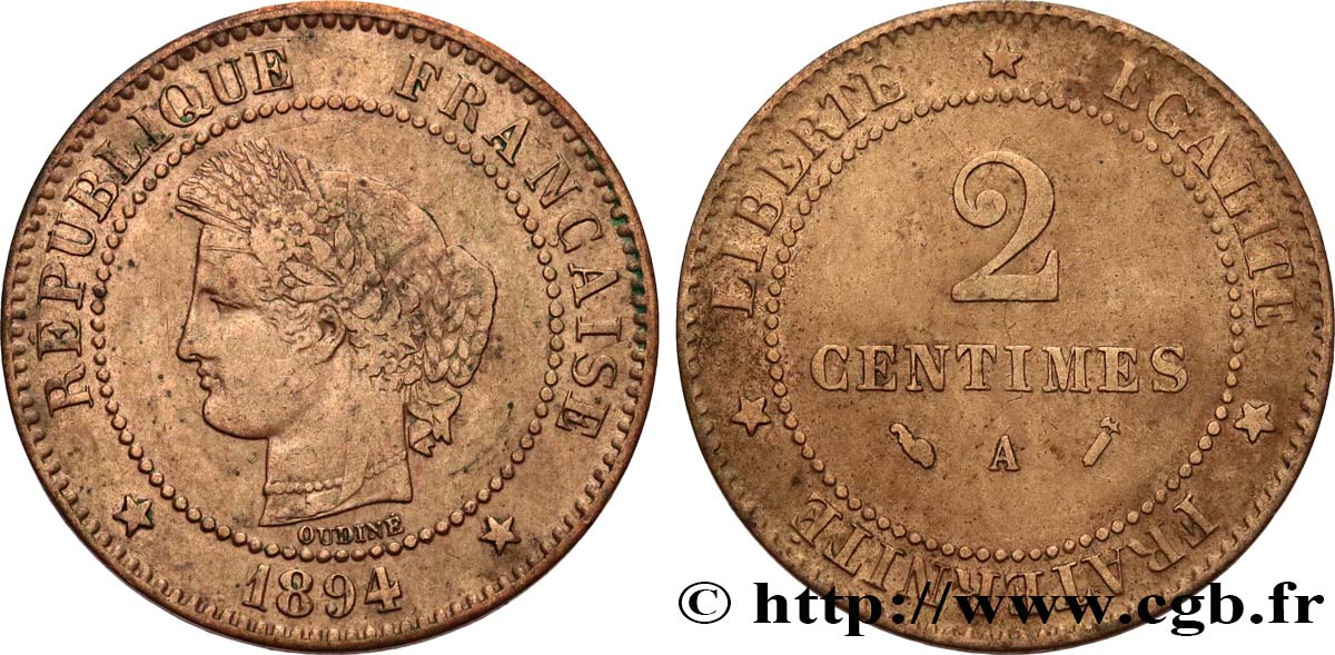 2 centimes Cérès 1894 Paris F.109/20 q.MB 