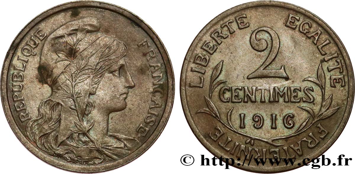 2 centimes Daniel-Dupuis 1916 Paris F.110/18 AU 