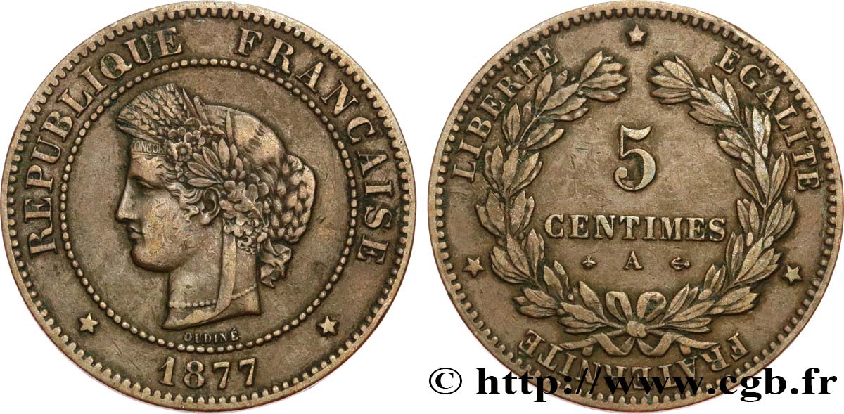 5 centimes Cérès 1877 Paris F.118/15 MB35 
