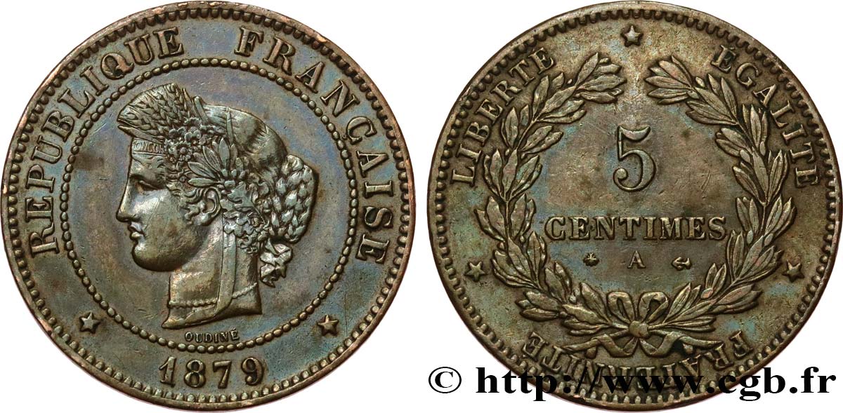 5 centimes Cérès 1879 Paris F.118/20 SS 