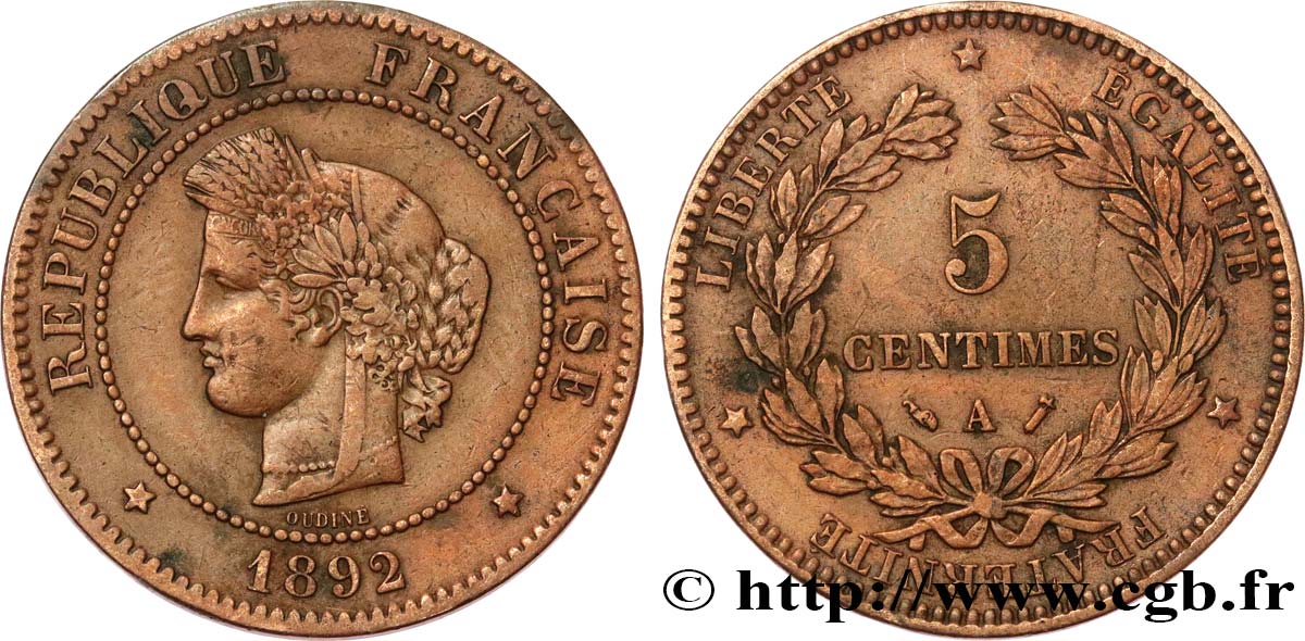 5 centimes Cérès 1892 Paris F.118/34 TB 