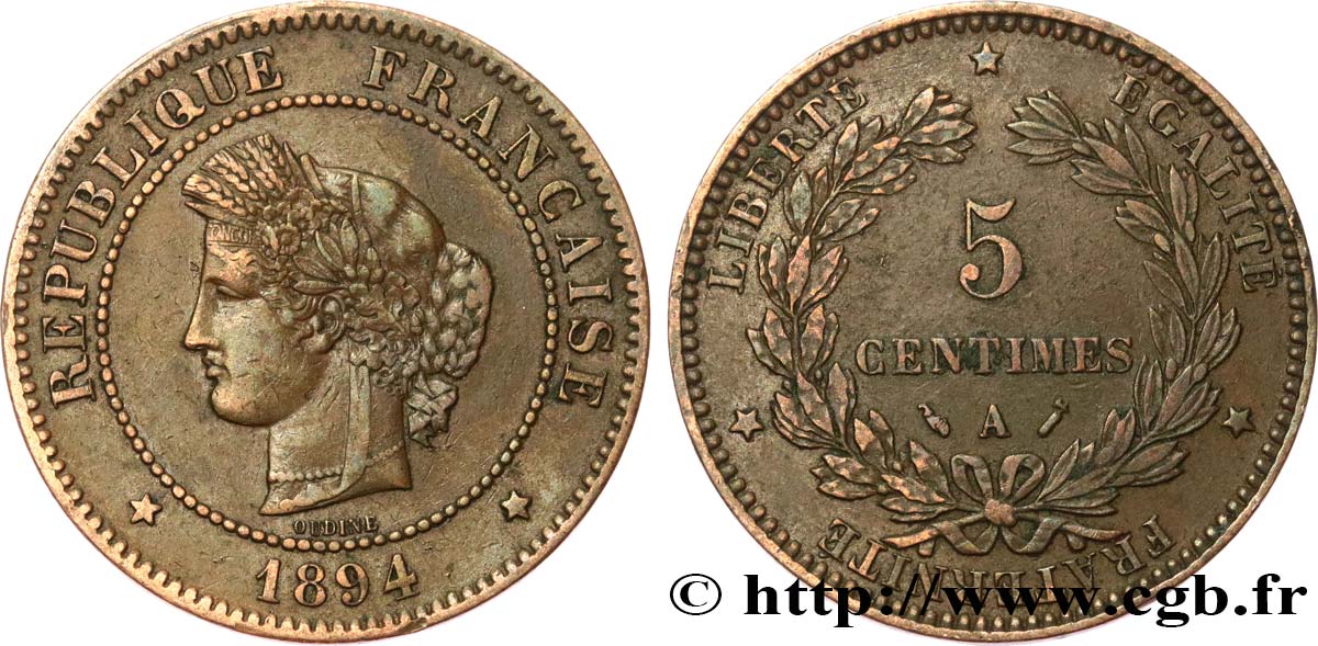 5 centimes Cérès 1894 Paris F.118/36 TB35 