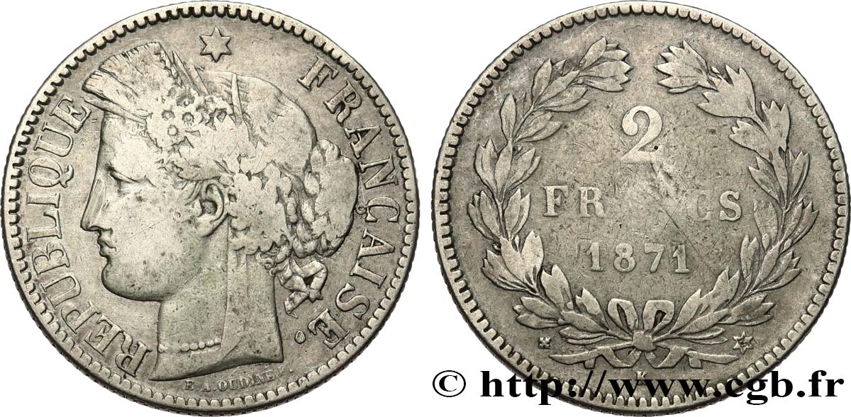 2 francs Cérès, sans légende 1871 Bordeaux F.264/4 MB 