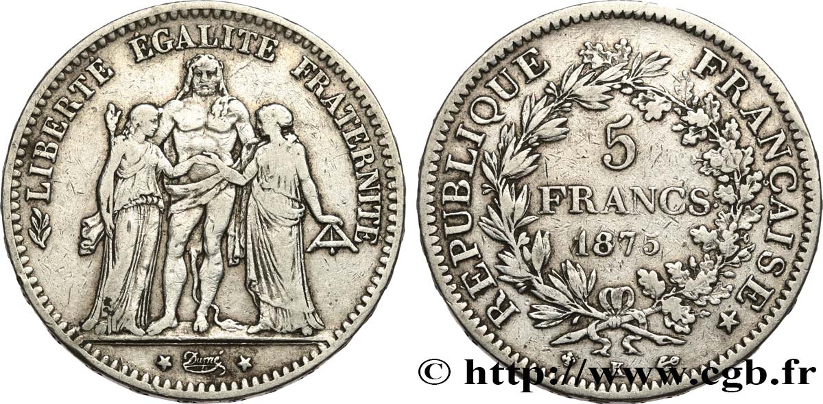 5 francs Hercule 1875 Bordeaux F.334/16 VF 
