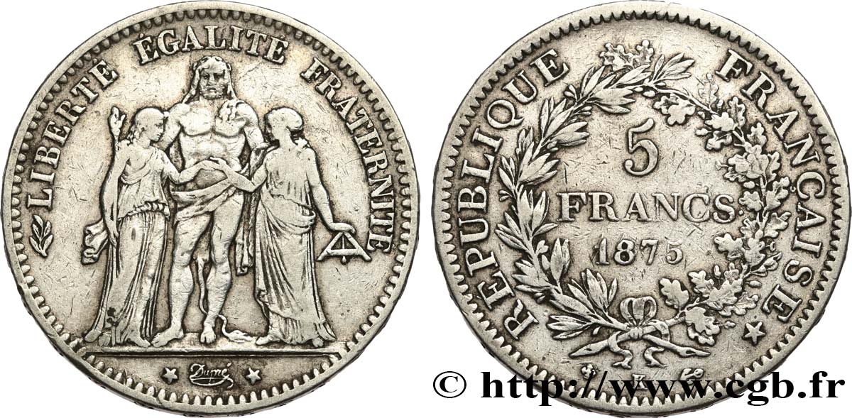 5 francs Hercule 1875 Bordeaux F.334/16 TB 