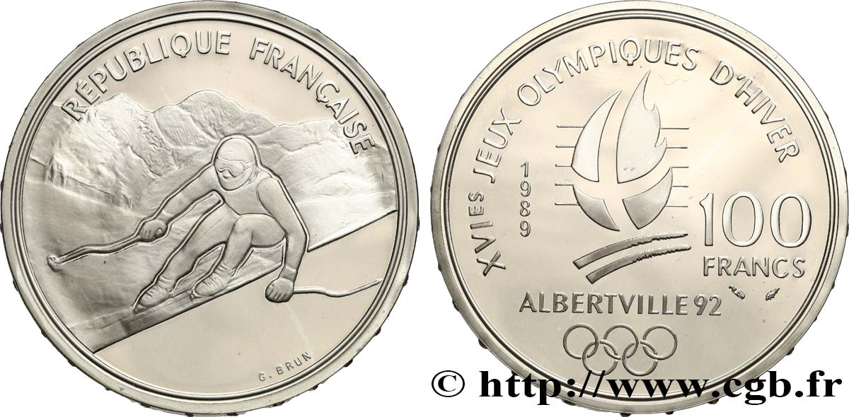 Belle Épreuve 100 francs - Ski Alpin / Descente du Mont-Blanc 1989 Paris F5.1606 1 MS 