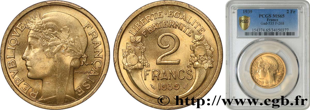 2 francs Morlon 1939  F.268/12 FDC65 PCGS