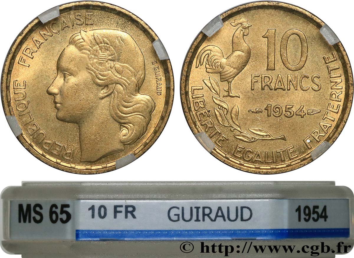 10 francs Guiraud 1954  F.363/10 MS65 GENI