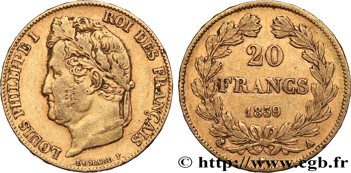 20 francs or Louis-Philippe, Domard 1839 Paris F.527/20 TTB40 