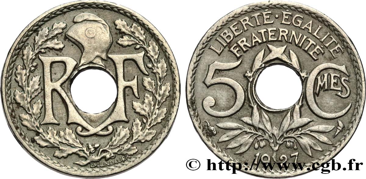 5 centimes Lindauer, petit module 1927  F.122/12 BC+ 