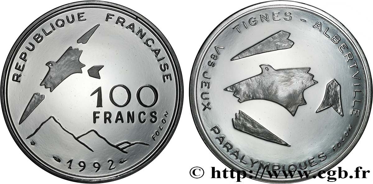 Belle Épreuve 100 Francs Ves Jeux Paralympiques 1992  F.1618 1 ST 