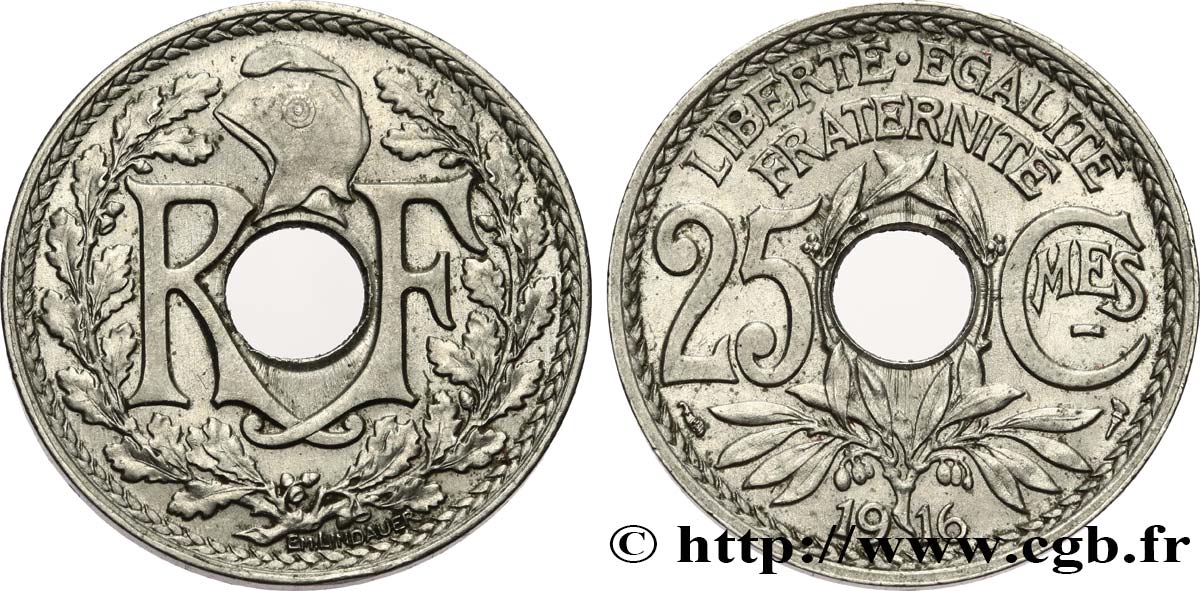 25 centimes Lindauer, Cmes souligné 1916 Paris F.170/4 AU50 