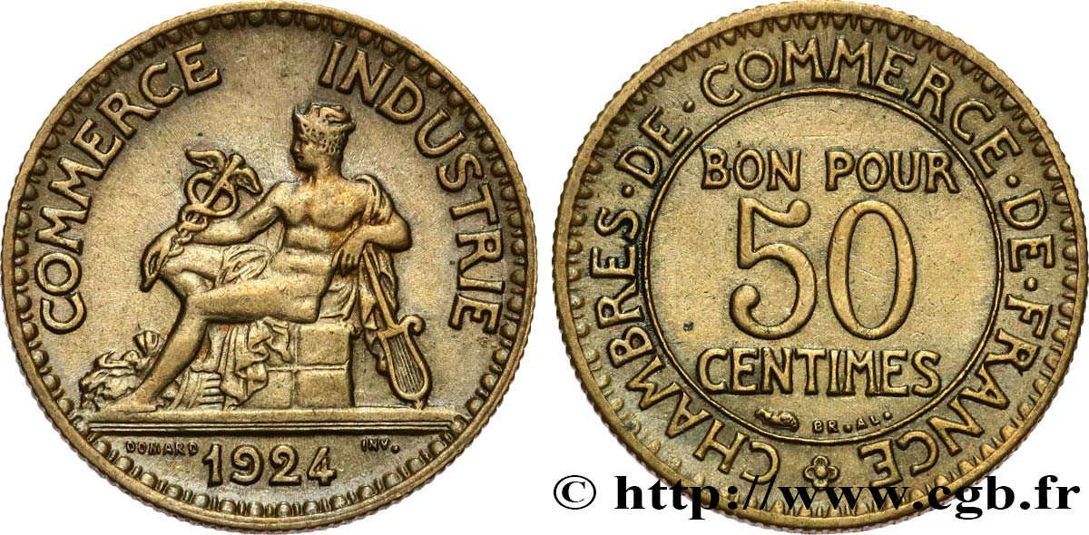 50 centimes Chambres de Commerce 1924 Paris F.191/6 BB50 