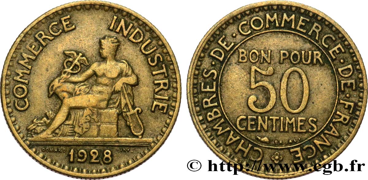 50 centimes Chambres de Commerce 1928 Paris F.191/10 MB35 
