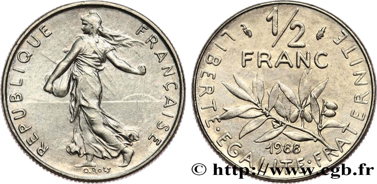 1/2 franc Semeuse 1988 Pessac F.198/27 MS 