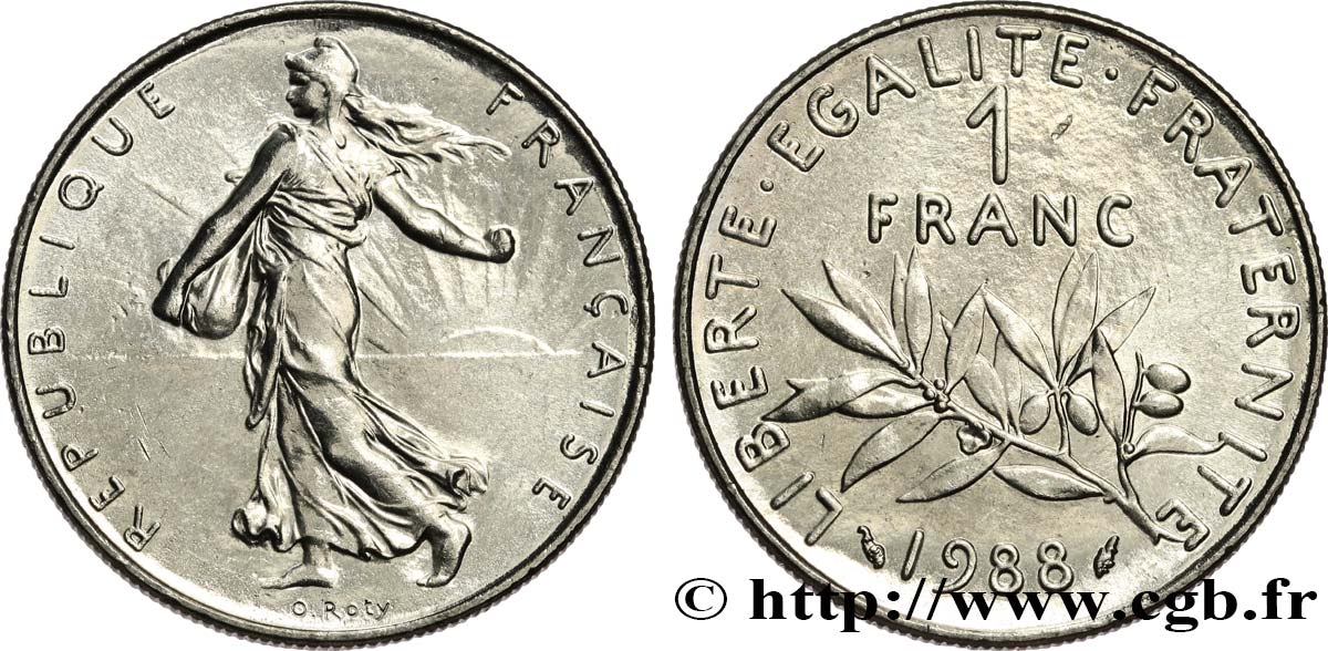 1 franc Semeuse, nickel 1988 Pessac F.226/33 MS62 