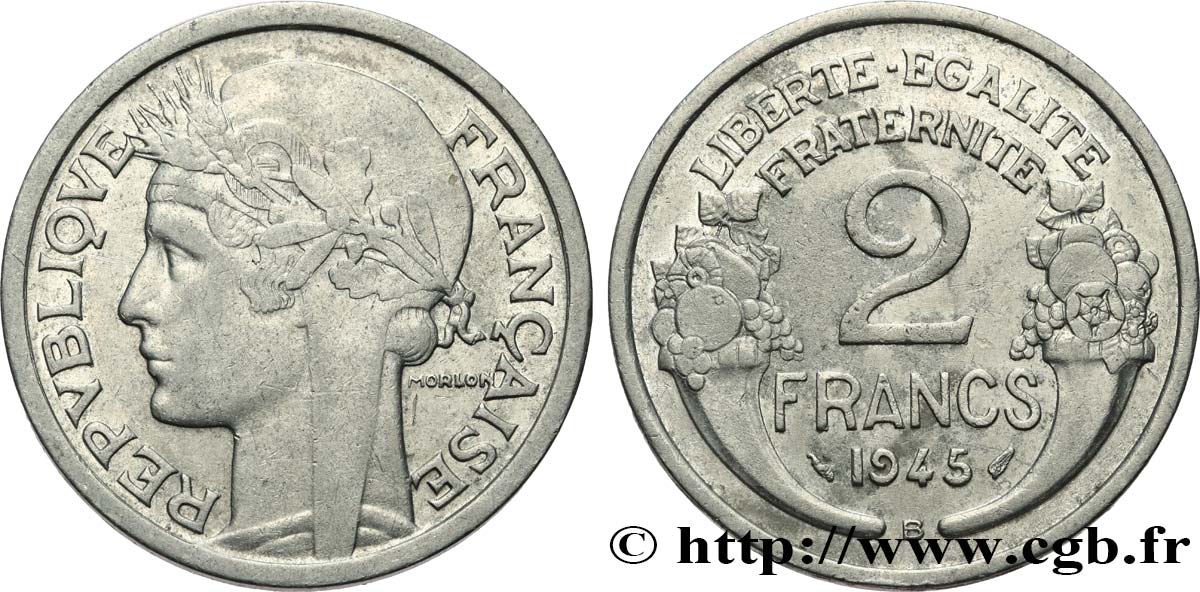 2 francs Morlon, aluminium 1945 Beaumont-Le-Roger F.269/6 TB35 