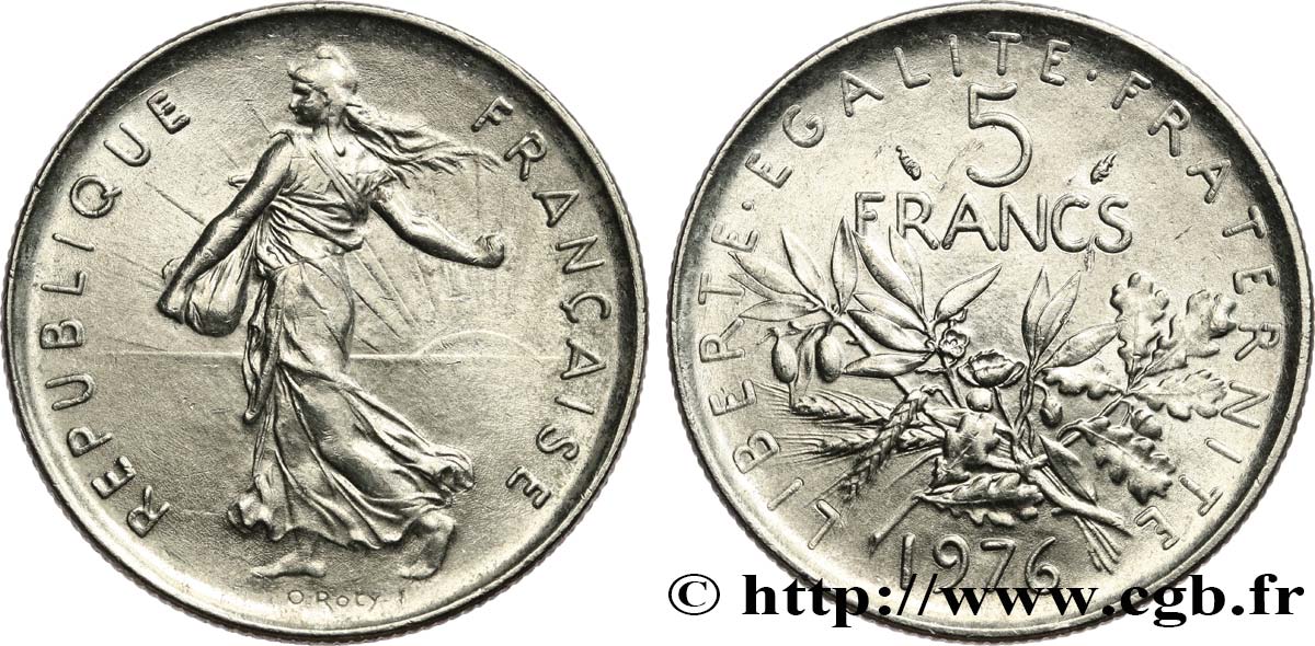 5 francs Semeuse, nickel 1976 Pessac F.341/8 EBC58 