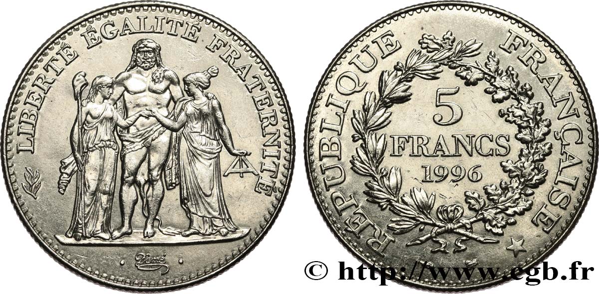 5 francs Hercule de Dupré 1996  F.346/2 AU58 