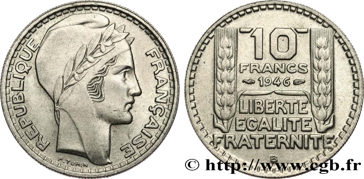 10 francs Turin, grosse tête, rameaux longs 1946 Beaumont-Le-Roger F.361/4 SUP60 