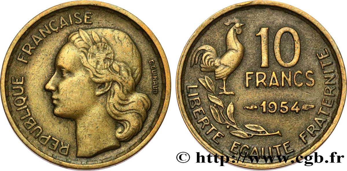 10 francs Guiraud 1954  F.363/10 TB35 
