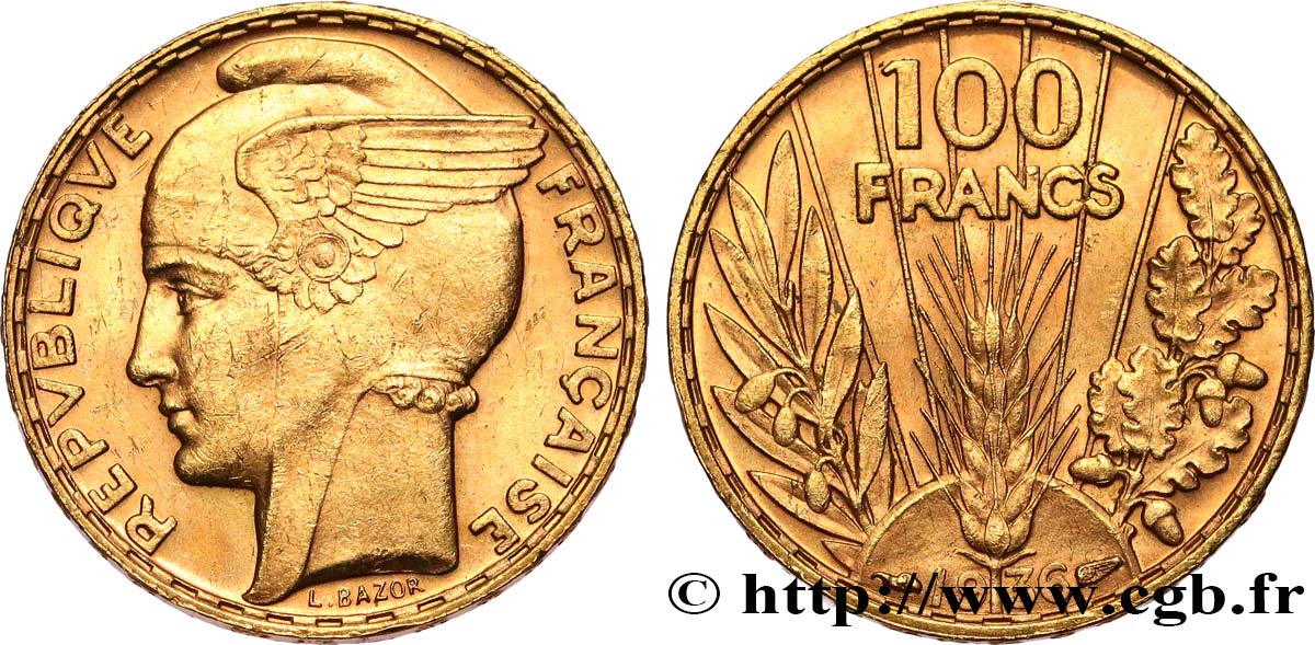 100 francs or, Bazor 1936  F.554/8 SPL60 