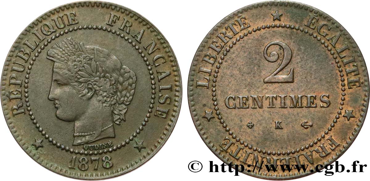 2 centimes Cérès 1878 Bordeaux F.109/4 TB35 