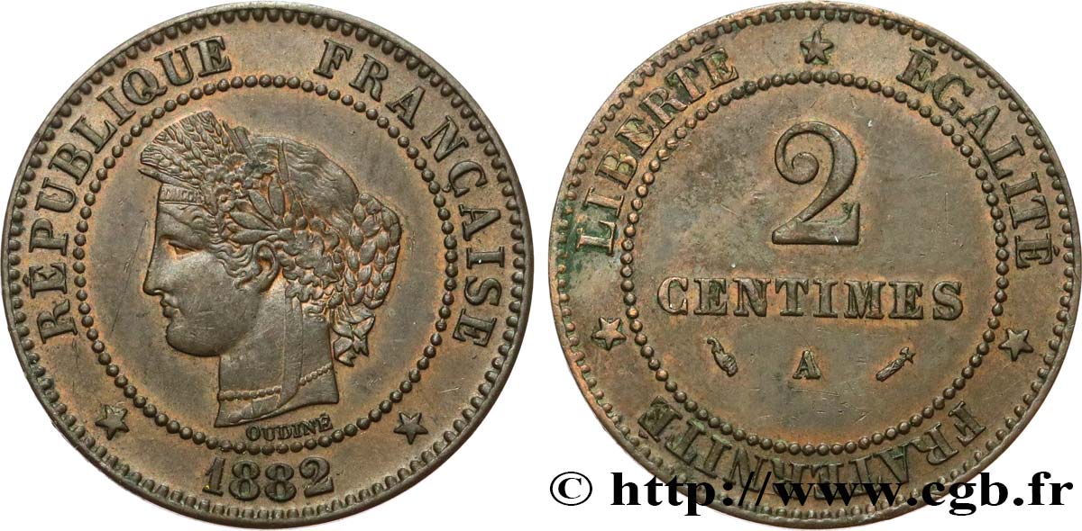 2 centimes Cérès 1882 Paris F.109/7 BB45 
