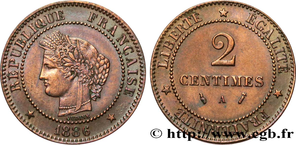 2 centimes Cérès 1886 Paris F.109/12 TTB 