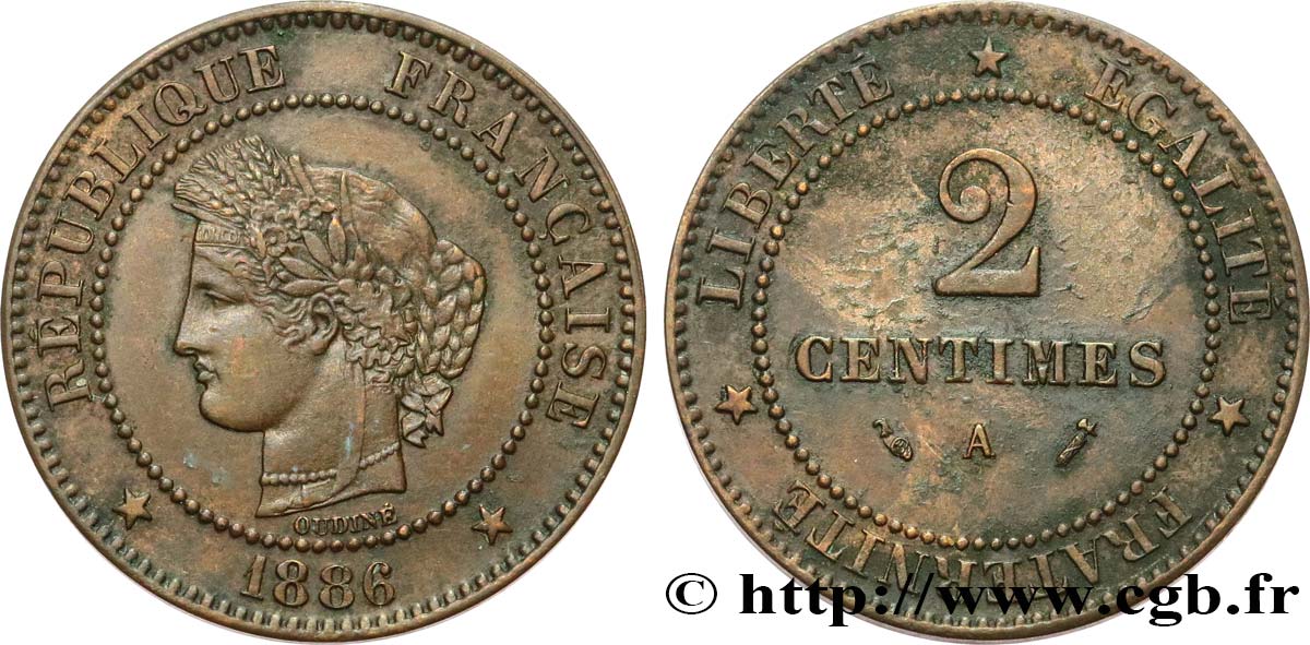 2 centimes Cérès 1886 Paris F.109/12 BB 