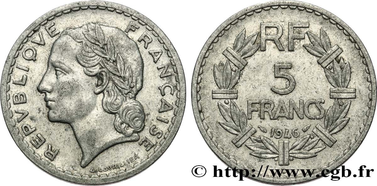 5 francs Lavrillier en aluminium 1946 Castelsarrasin F.339/8 S35 