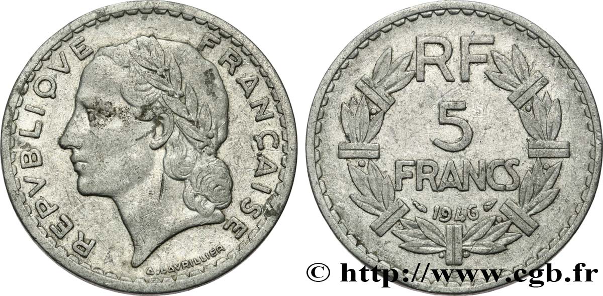 5 francs Lavrillier en aluminium 1946 Castelsarrasin F.339/8 S 