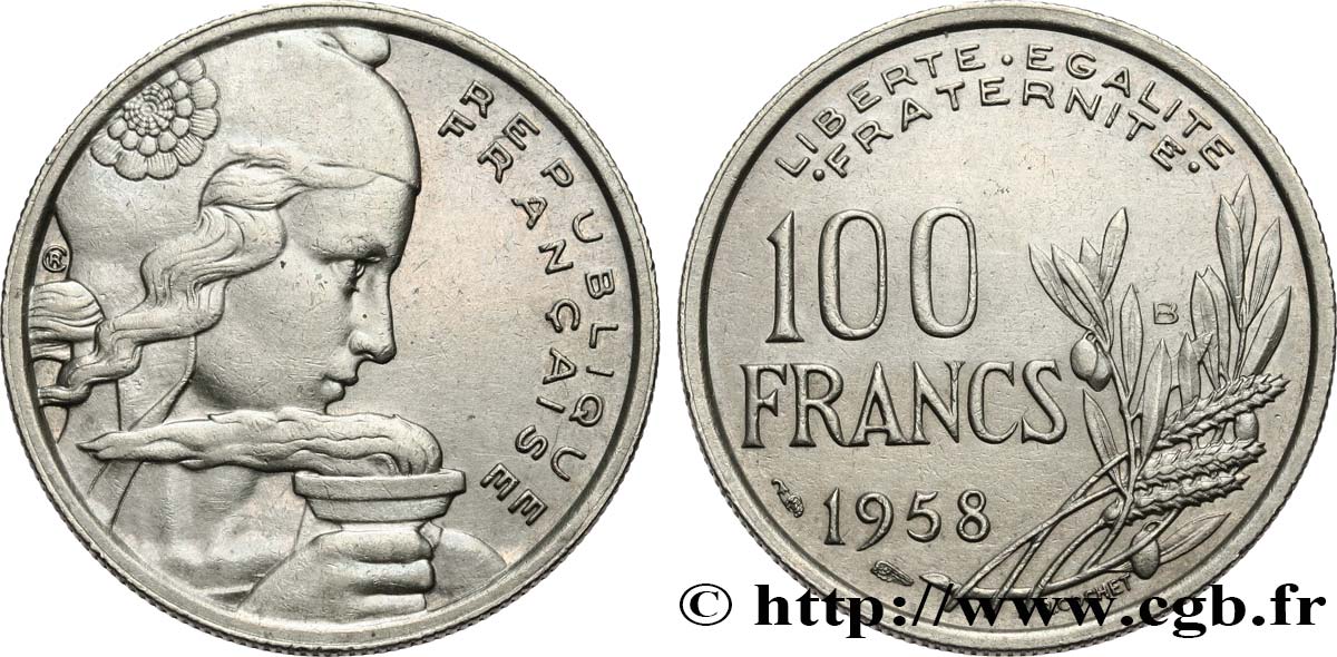100 francs Cochet 1958 Beaumont-Le-Roger F.450/14 TTB 