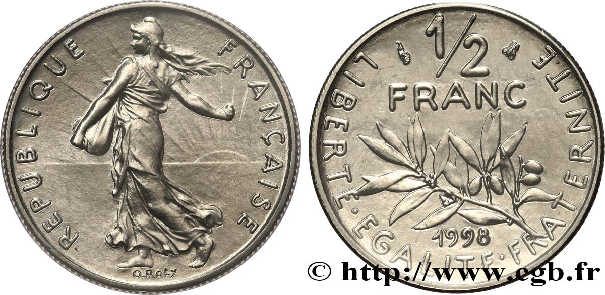 1/2 franc Semeuse, BU (Brillant Universel) 1998 Pessac F.198/41 ST 
